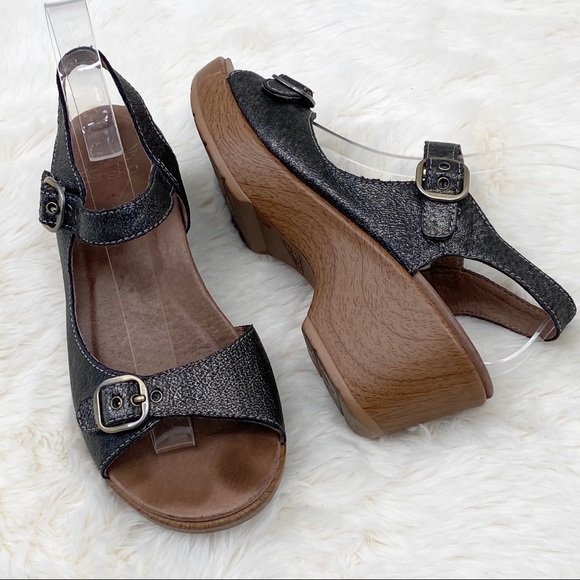 Dansko Shoes - DANSKO Weathered Dark Nickel Strappy Clog Sandals